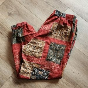 SHEIN Red and Green Patterned Pants